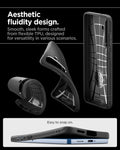 ACS08979 - Galaxy S25 Plus Case Liquid Air in Matte Black showing the aesthetic fluidity design. Smooth, sleek forms crafted from flexible TPU, designed for versatility in various scenarios. East to snap on
