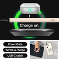 ACS06078 - Galaxy S23 Ultra Case Ultra Hybrid in sand beige charge on. powershare. wireless charge. USB-C cable.