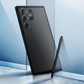ACS05618 - Galaxy S23 Ultra Case Ultra Hybrid in black  showing clear back with S pen.