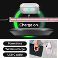 ACS06079 - Galaxy S23 Ultra Case Ultra Hybrid in rose crystal charge on. powershare. wireless charge. USB-C cable.