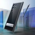 ACS05622 - Galaxy S23 Ultra Case Ultra Hybrid S in crystal clear showing using kick stand.