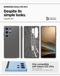 ACS08954 - Galaxy S25 Ultra Case Liquid Air in Marble Gray showing the compatibility. Only compatible with Galaxy S25 Ultra and not compatible with Galaxy S25 and Galaxy S25+