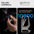 AHP04505 - Carabiner + Keyring in gunmetal showing the clip with confidence, easily utilize on any loops on your jeans or on your backpack, over 10,000 press testing done to ensure quality