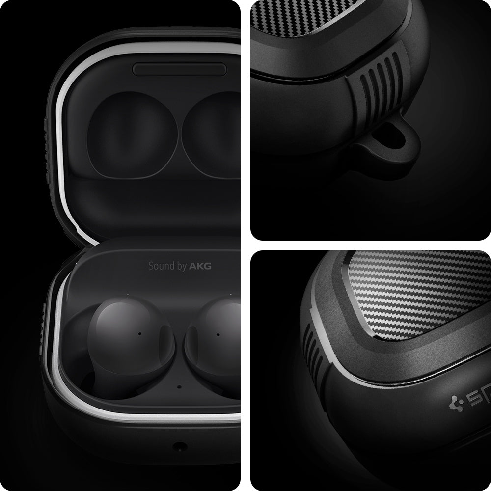 ASD01276 - Galaxy Buds 2 Pro / 2 / Pro / Live Case Rugged Armor in matte black showing detail. 