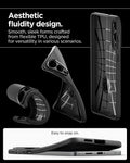 ACS09420 - Galaxy S25 Edge Case Liquid Air in Matte Black showing the Aesthetic fluidity design. Smooth, sleek forms crafted from flexible TPU, designed from versatility in various scenarios. Easy to snap on