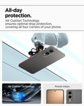 ACS09421 - Galaxy S25 Edge Case Liquid Air in Marble Gray showing the all-day protection. Air cushion technology ensures optimal drop protection, covering all four corners of your phone with raised edges