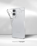 ACS09425 - Galaxy S25 Edge Case Liquid Crystal in Crystal Clear showing the back, partial side, top part slightly lifted up