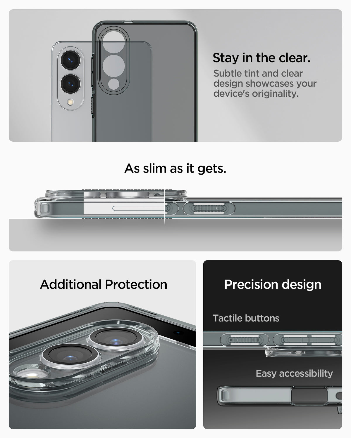 ACS09426 - Galaxy S25 Edge Case Liquid Crystal in Space Crystal showing the long lasting clarity that preserves the originality with quality. As slim as it gets. Additional Protection. Precision design. Tactile buttons and accessibility
