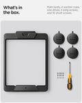 ACP09333 - Starlink Mini Car Mount STL100 showing what's in the box. main body, 4 suction cups, one driver, 5 long screws and 10 short screws