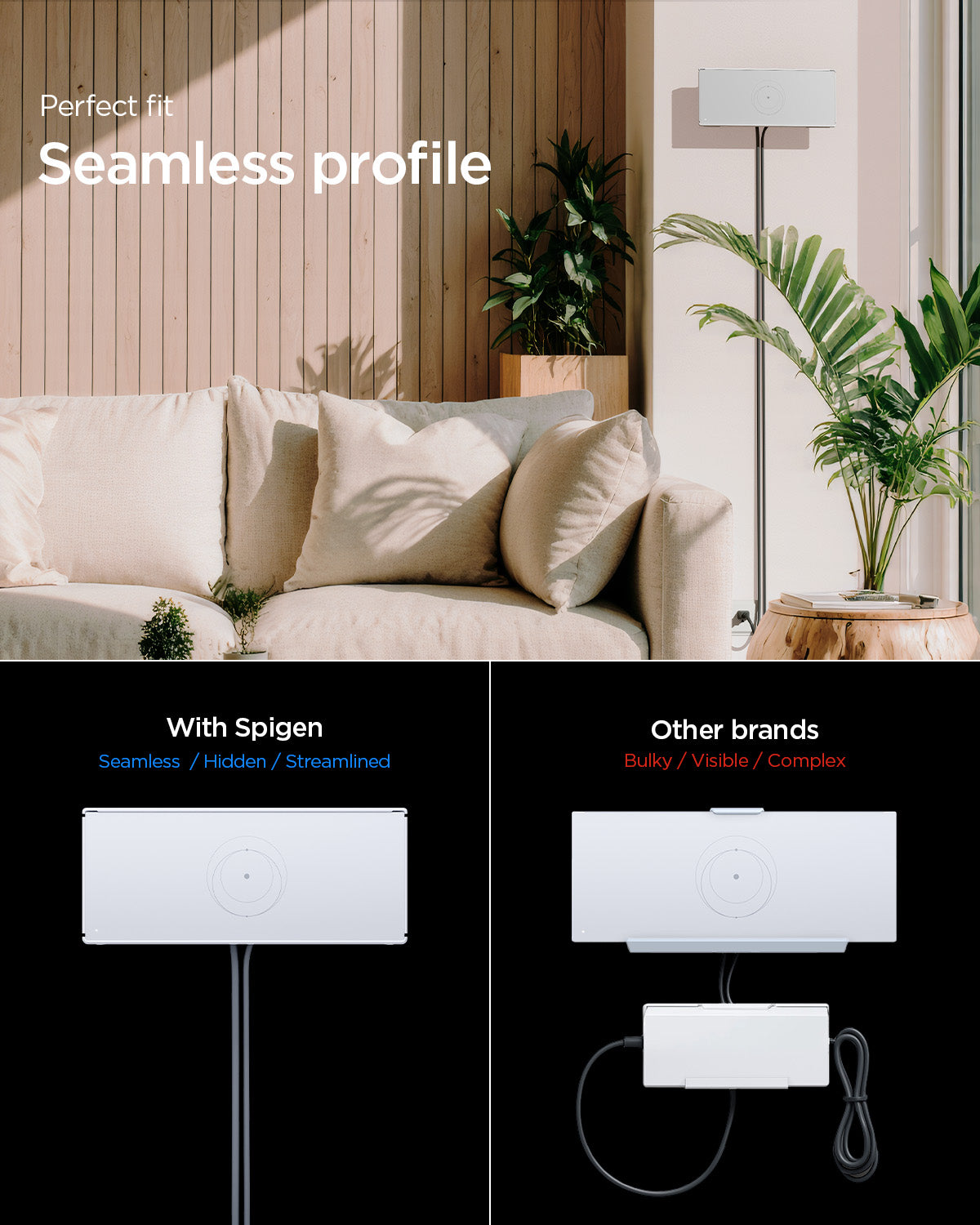AMP09408 - Starlink Gen 3 Mount | STL310 in White  showing its perfect fit with the seamless profile.  