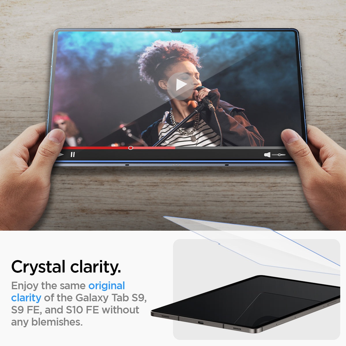 AGL07000 - Galaxy Tab S9 Screen Protector EZ Fit GLAS.tR crystal clarity. Enjoy the same original clarity without any blemishes.