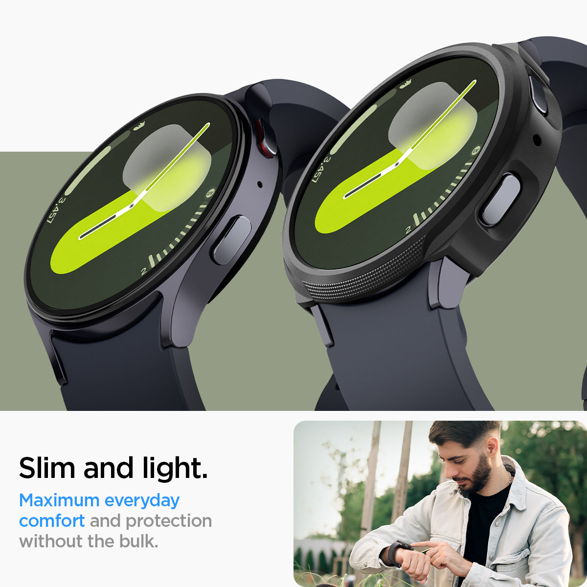 ACS07899 - Galaxy Watch 7 (40mm) Liquid Air in Matte Black  slim and light. maximum everyday comfort and protection without the bulk.