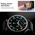 AMP10117 - Galaxy Watch 9 Series Lite Fit Band showing ready, stretch and action. Elastic band keeps the watch on wrist while you're in action