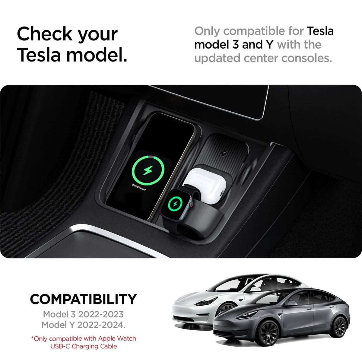 ACP09019 -  3 in 1 Charging Organizer | TO272 Model 3 (2021 - 2023) showing compatibility