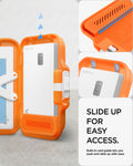 AFA11380 - MagSafe Card Holder Tintap (MagFit) in Orange showing slide up for easy access