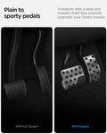 ACP04510 - Tesla Series - Pedal Cover | TO200 showing the plain to sporty pedals. Transform with a sleek and metallic finish that instantly upgrades your Tesla's interior
