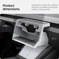 ACP11578 - Tesla Series - Under Screen Organizer | TO227H in White showing the storage organizer mounted below the center display with dimensions of 10.7 by 5.5 by 1.56 inches