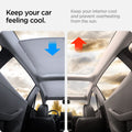 ACP08897 - Tesla Model 3 Highland CryoShade Sunroof | TO261H in Black showing how it keep your car feeling cool. Keep your interior cool and prevent overheating from the sun