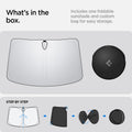 ACP09305 - Tesla Series - CryoShade Model S (2022-2024) what's in the box. includes one foldable sunshade and custom bag for easy storage.