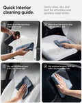 ACP08850 - Car Cleaning Kit | TO280 showing the quick interior cleaning guide. Spray, wipe, dry, and buff for effortless and spotless clean finish
