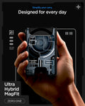 AFA11304 - Ultra Hybrid MagFit card wallet transparent black held in hand showcasing magnetic coil layout slim everyday carry design and ZERO ONE aesthetic