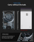 AFA11304 - Ultra Hybrid MagFit card wallet transparent black teardown layout showing slim profile layered internal design and capacity to store up to three cards