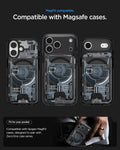 AFA11304 - Ultra Hybrid MagFit card wallet transparent black shown on multiple iPhone models highlighting MagSafe compatibility slim fit and pocket friendly everyday carry design