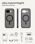 ACS11278 - Pixel 10a Ultra Hybrid Metal Ring (Mag Fit) in Frost Black showing ultra hybrid magfit. quick case overview