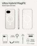 ACS11276 - Pixel 10a Ultra Hybrid Metal Ring (Mag Fit) in Clear White showing ultra hybrid magfit. quick case overview