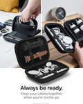 AFA04536 - Rugged Armor® Pro Cable Organizer Bag in black showing the always be ready, keep your cables together when you're on the go