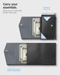 AFA09442 - MagSafe Card Holder Valentinus Pro | 3 Cards in Black showing storing up to 3 cards and 10 bills with ease. Cutouts for easy access. Crafted from premium soft Velo vegan leather