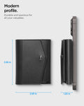 AFA09442 - MagSafe Card Holder Valentinus Pro | 3 Cards in Black showing the modern profile. Durable and spacious for all your valuables. 3.58in x 2.95in x 1.20 in