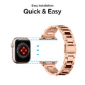 061MP25944 - Apple Watch Series 11/10 42mm, 9/8/7 41mm, SE3/SE2/SE/6/5/4 40mm, 3/2/1 38mm Modern Fit Rose Gold showing easy installation. quick and easy