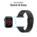 062MP25403 - Apple Watch Ultra 3/2/Ultra 49mm, Series 11/10 46mm, 9/8/7 45mm, SE3/SE2/SE/6/5/4 44mm, 3/2/1 42mm Modern Fit Black showing easy installation. quick and easy