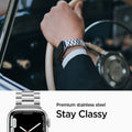 062MP25404 - Apple Watch Ultra 3/2/Ultra 49mm, Series 11/10 46mm, 9/8/7 45mm, SE3/SE2/SE/6/5/4 44mm, 3/2/1 42mm Modern Fit  Silver showing premium stainless steel. stay classy