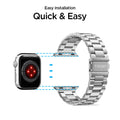 062MP25404 - Apple Watch Ultra 3/2/Ultra 49mm, Series 11/10 46mm, 9/8/7 45mm, SE3/SE2/SE/6/5/4 44mm, 3/2/1 42mm Modern Fit  Silver showing easy installation. quick and easy