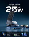 ACH10399 - 2-in-1 Magnetic Wireless Charger | EF302MOQ (Mag Fit) in Black showing 2 in 1 +C fast wireless charger