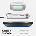 ACS06230 - Galaxy Z Flip 5 Case AirSkin in crystal clear showing the charge it your way. Wireless, PowerShare and USB-C all check