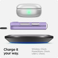 ACS06232 - Galaxy Z Flip 5 Case AirSkin in rose purple showing the charge it your way. Wireless, PowerShare and USB-C all check