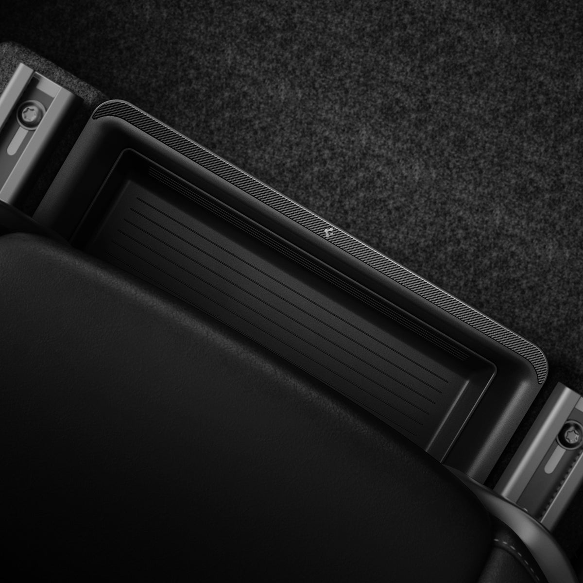 ACP05757 - Model Y (2021-2026) Underseat Storage Box | TO222 showing the top view installed inside of car