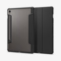 ACS09498 - Galaxy Tab S10 FE Case Ultra Hybrid Pro in Black showing the back and partial front