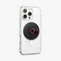 AMP08552 - O-Mag Magnetic Phone Holder (MagFit) OM104 in Black showing the back and partial side of the device with o-magring attached at  the back