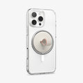 AMP09176 - O-Mag Magnetic Phone Holder (MagFit) OM104 in Dune Beige showing the back and partial side of the device with o-magring attached at  the back