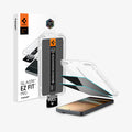 AGL11070 - Galaxy S26 Ultra GLAS.tR EZ Fit Pro | Privacy showing the installation tray hovering above the 2 screen protector and the device, beside it is another installation tray with case
