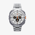 ACS08828 - Watch Ultra (47mm) Case Bezel Tune Pro in Silver showing the front and sides