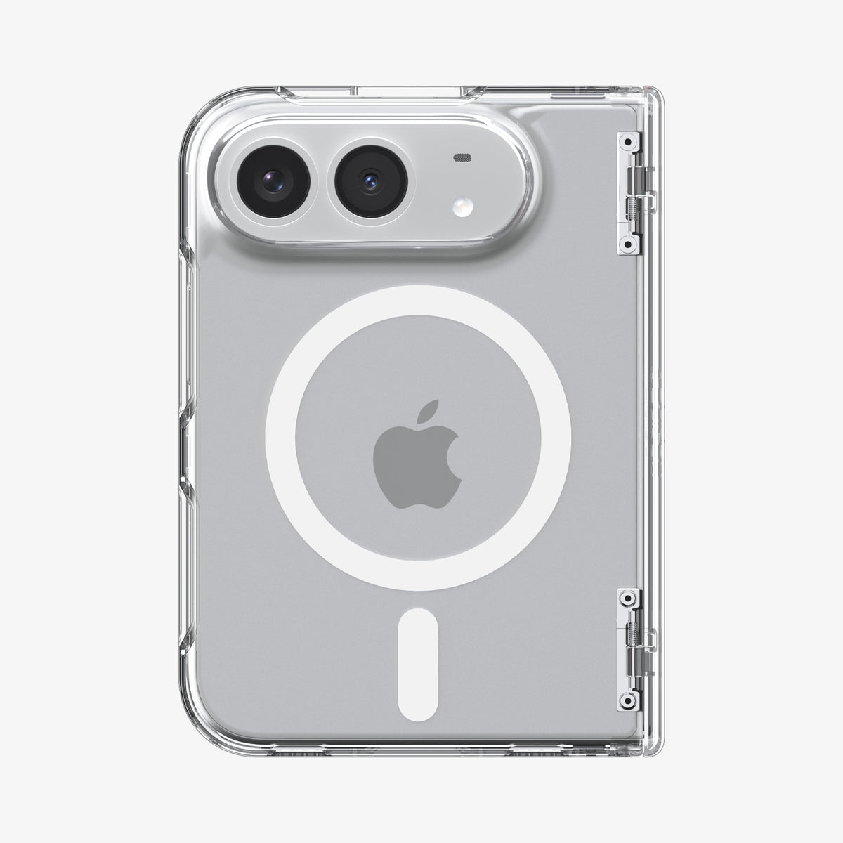 ACS11688 - iPhone Duo Ultra Hybrid Pro (Mag Fit) in Clear White showing the rear case with a magnetic ring and raised camera protection