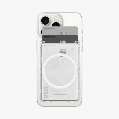 AFA08888 - Ultra Hybrid MagFit+ Wallet (MagFit) in Crystal Clear showing the back with 3 cards inserted
