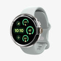 ACS07391 - Pixel Watch 2 Case Thin Fit in Crystal Clear showing the front, installed on a watch