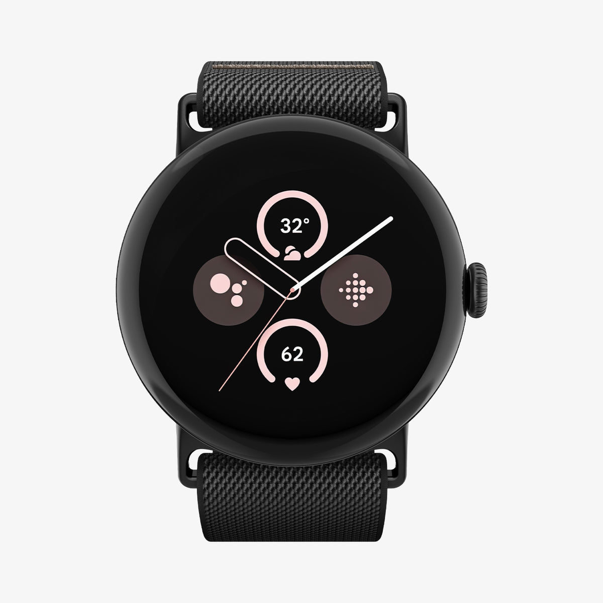 AMP07601 - Pixel Watch 4 (45mm) Lite Fit Watch Band in black showing the front