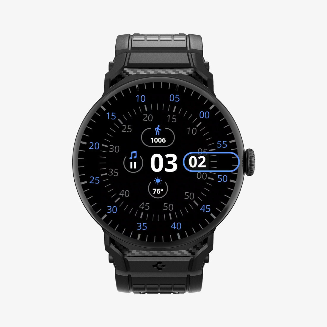 AMP07600 - Pixel Watch 4 (45mm) Series Rugged Band in black showing the front